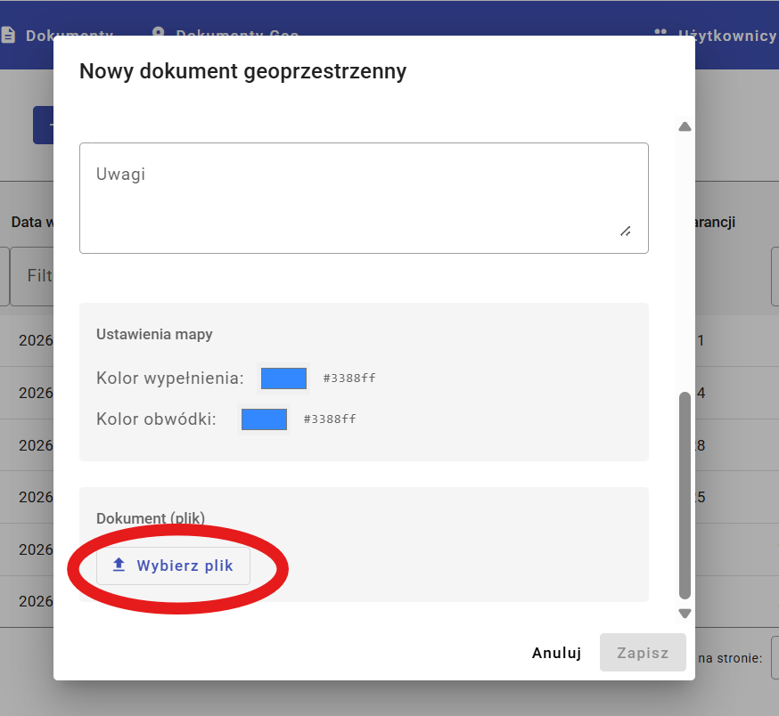 Formularz nowy dokument
