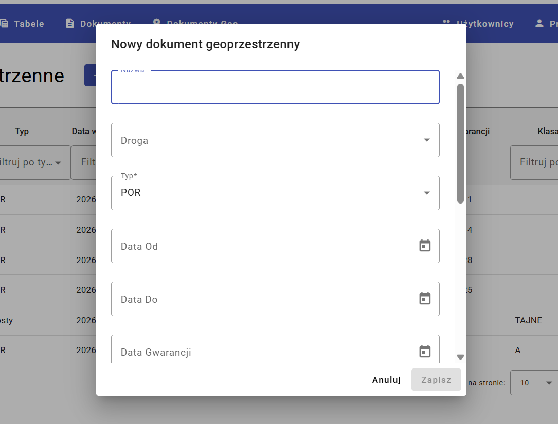 Formularz nowy dokument